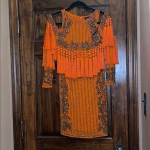 Peace and love orange beaded dress
